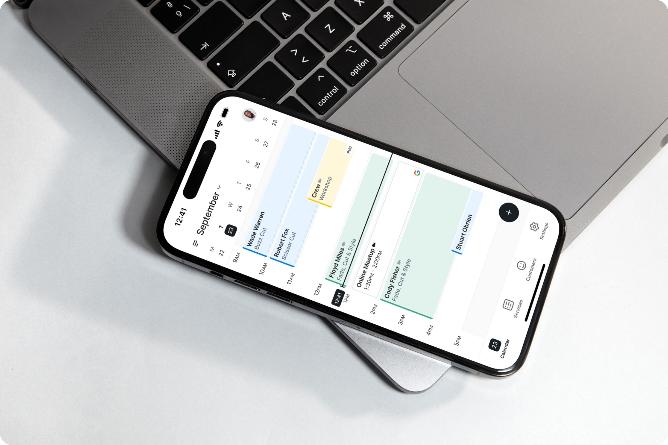 Setmore calendar on mobile 