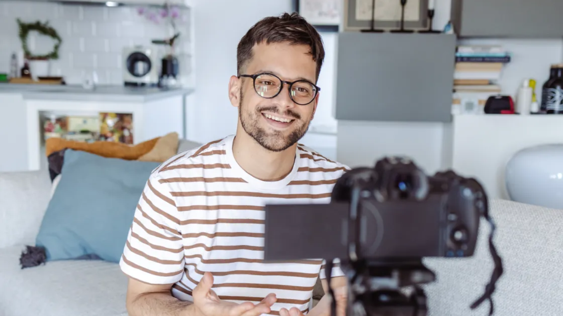 man speaking on camera