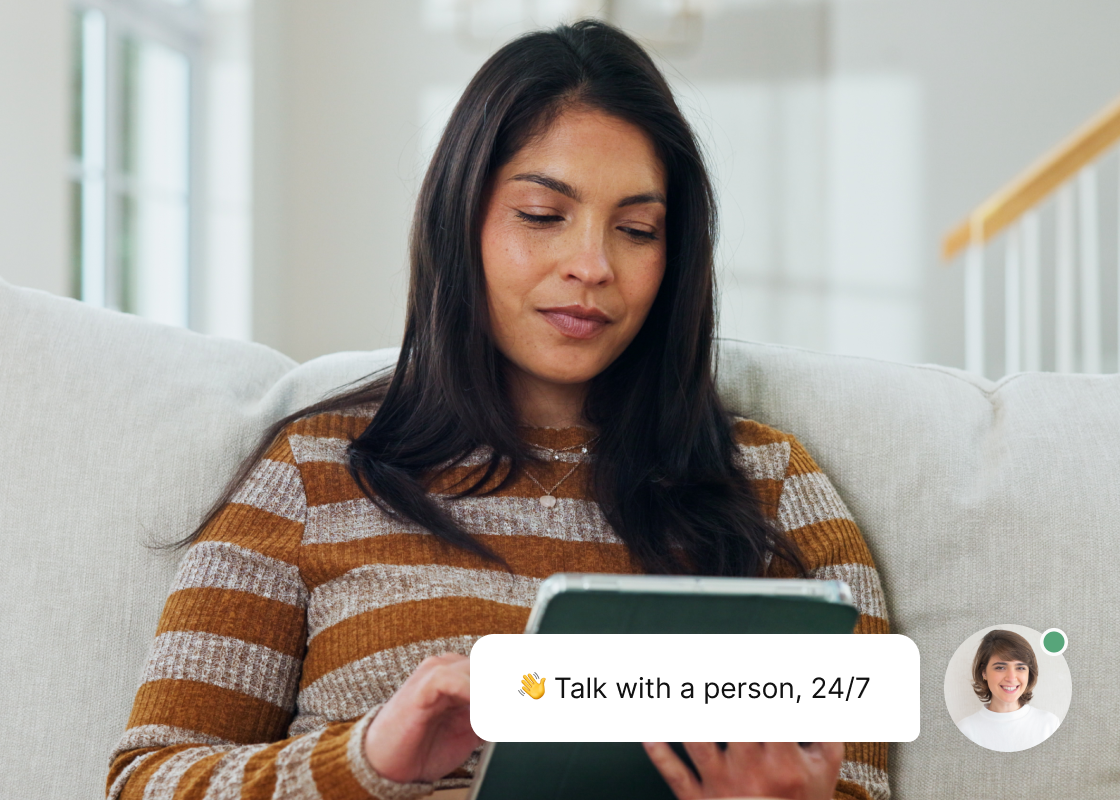 woman using tablet at home