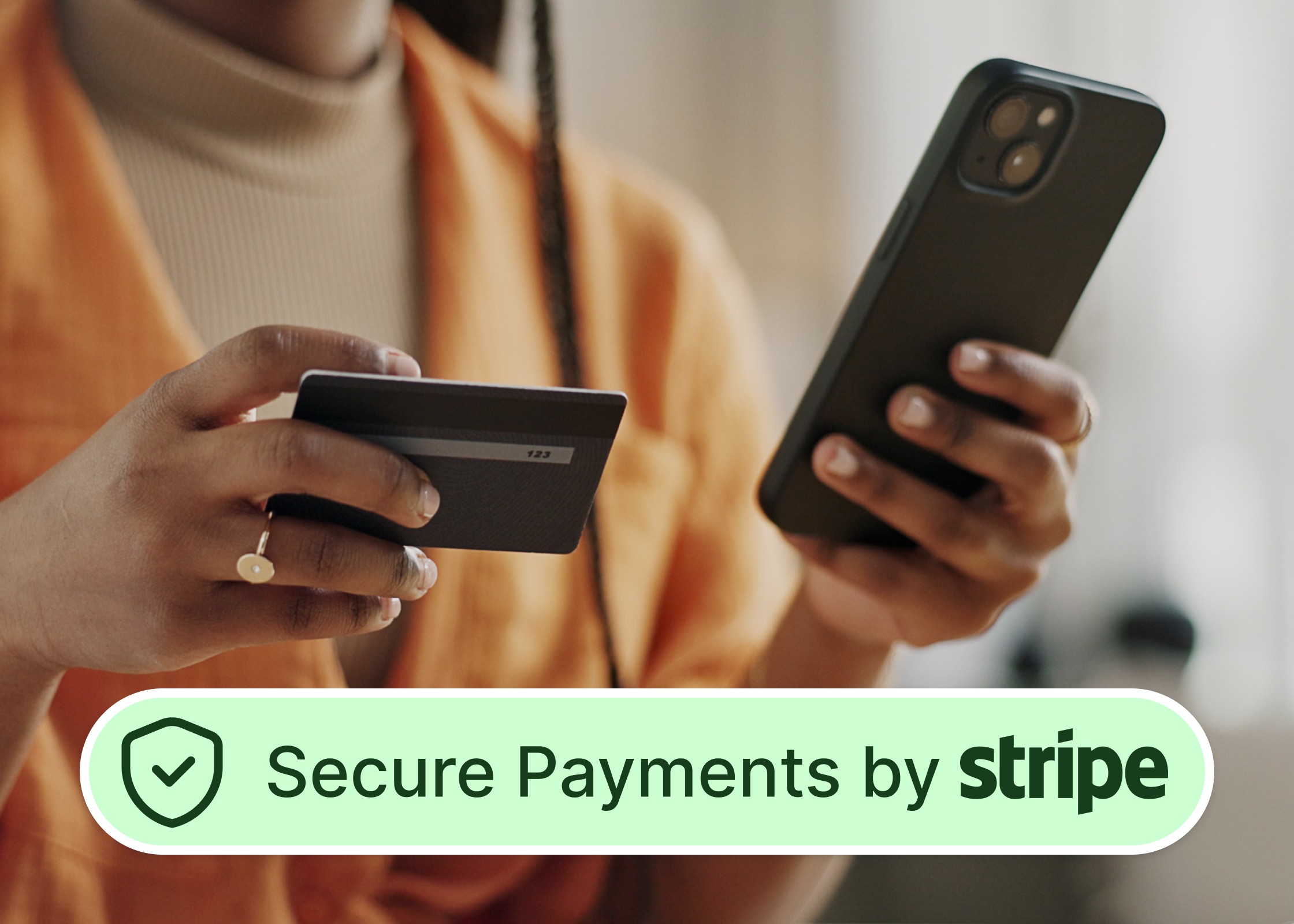 woman going through a secure payment on mobile