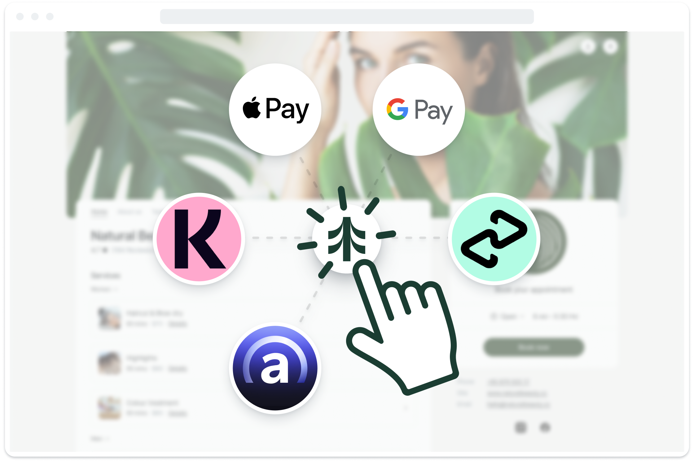 booking page mockup with payment providers