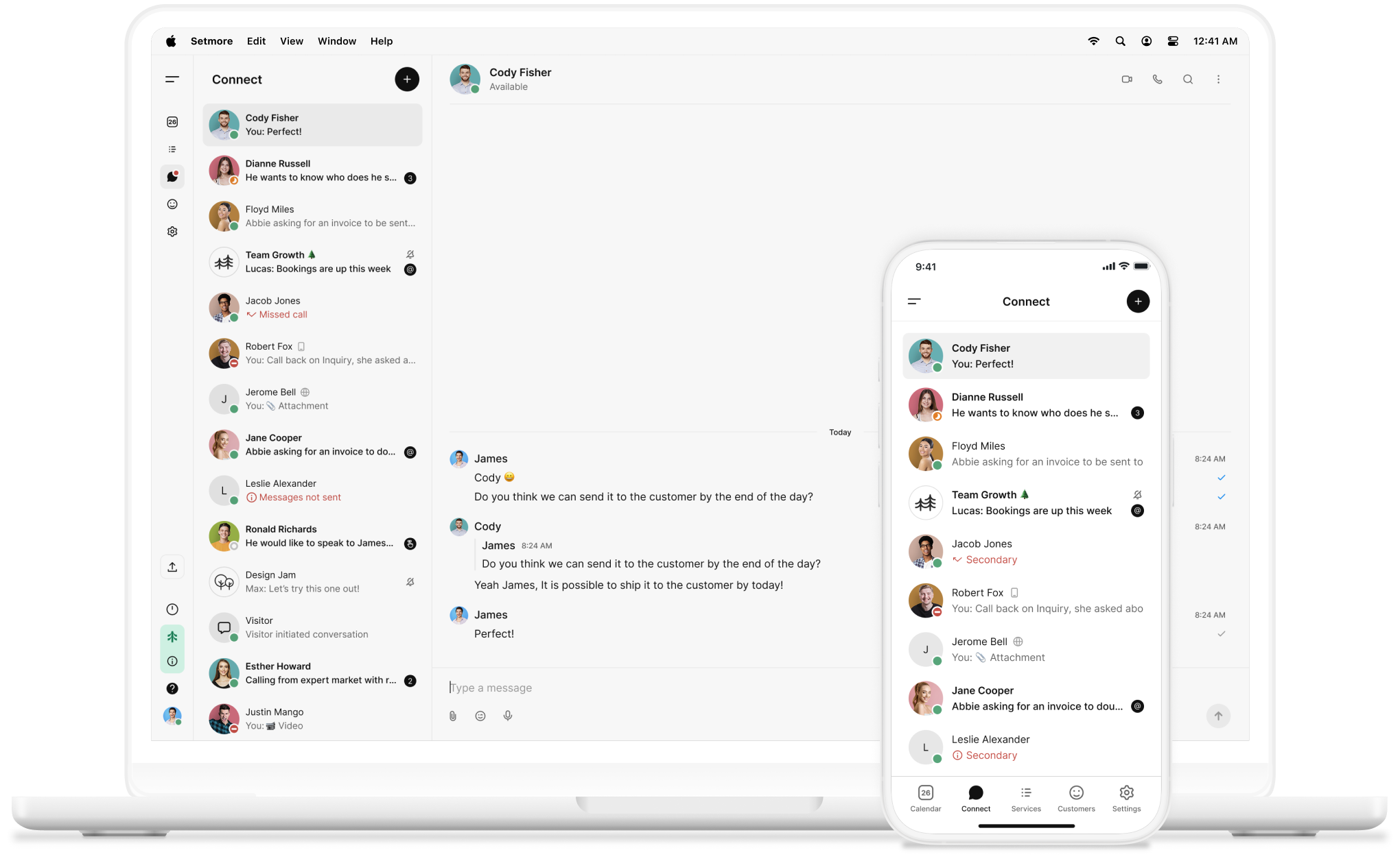 setmore connect screens